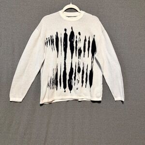 Zara Black & White Ghost Pattern Textured Sweater Size Medium